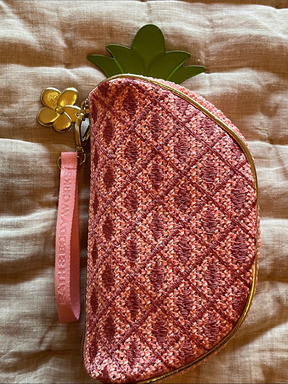 Bath & Body Works pineapple wristlet bag
